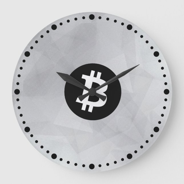 Relógio Grande Bitcoin Cristal Branco (Frente)