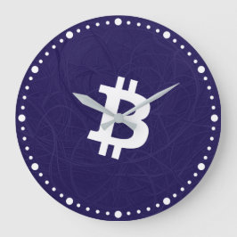 Relógio Grande Bitcoin Neurônio Azul Escuro