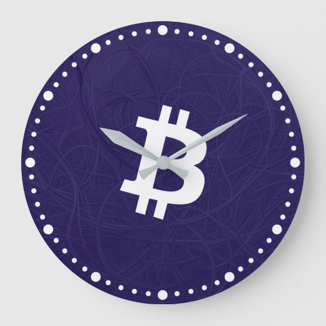 Relógio Grande Bitcoin Neurônio Azul Escuro (Frente)