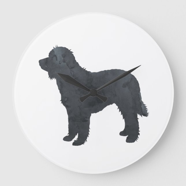 Relógio Grande Black Goldendoodle / Labradoodle Artwork (Frente)