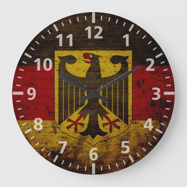 Relógio Grande Black Grunge Germany Flag (Frente)