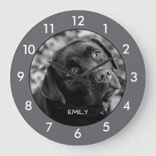 Relógio Grande Black Labrador Dog Custom Large Clock