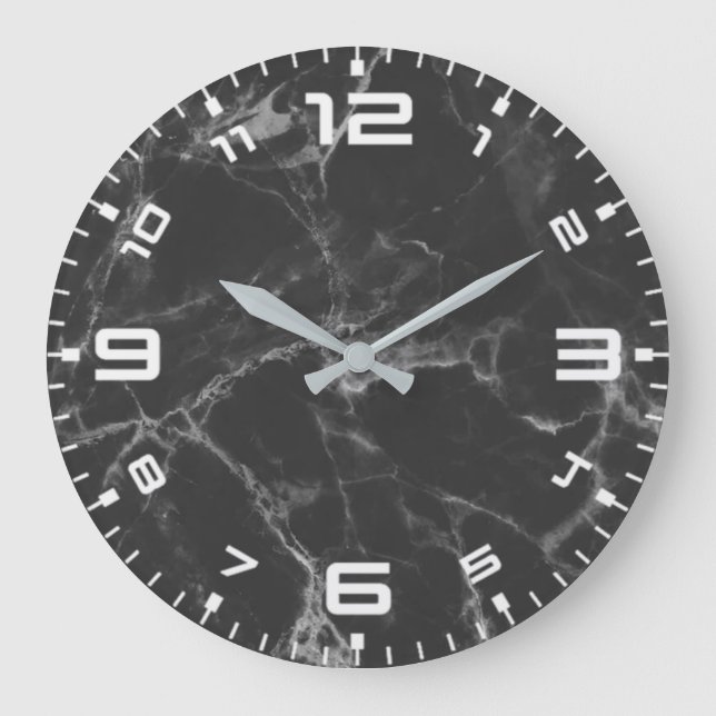 Relógio Grande Black Marble Large Wall Clock (Frente)