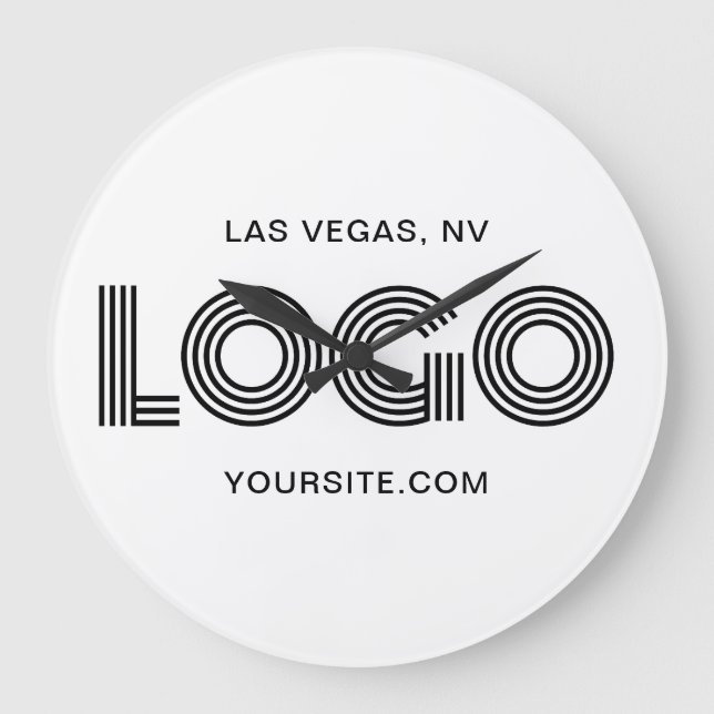 Relógio Grande Black Modern Rectangular Logo (Frente)