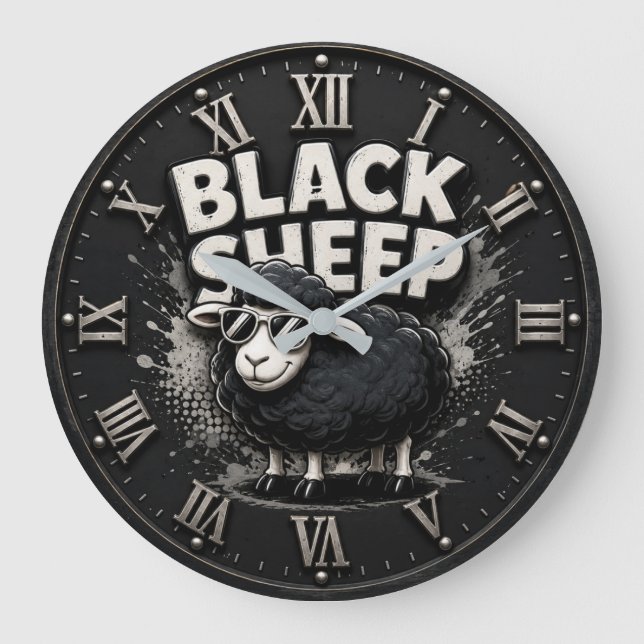 Relógio Grande Black Sheep Funny Rustic Farmhouse Rebel (Frente)