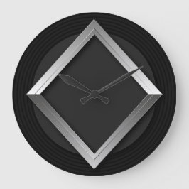 Relógio Grande Black & Silver Geometric Triangle Metallic Clock