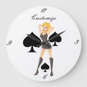 Relógio Grande Black Spades Blona Queen Thunder_Cove