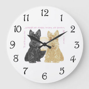 Relógio Grande Black & Wheaten Goodnight Scotties