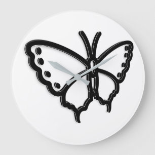 Relógio Grande Black & White Butterfly Large Clock