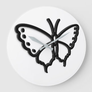 Relógio Grande Black & White Butterfly Large Clock
