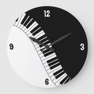 Relógio Grande Black & White Piano Keys Wall Clock