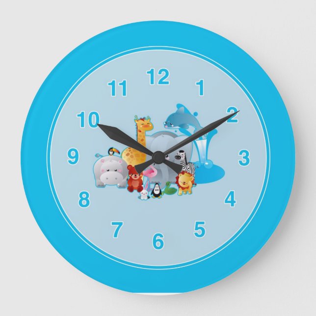 Relógio Grande Bloqueio de Animais do Zoológico de Crianças (Frente)