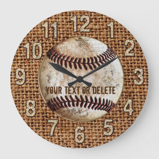 Relógio Grande Bloqueio Vintage de Baseball com seu TEXTO