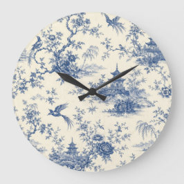 Relógio Grande Blue and White Chinoiserie Pagoda Wall Clock