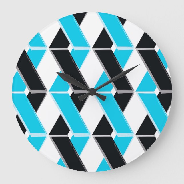 Relógio Grande Blue, bold, cool, trendy braided geometric shapes (Frente)