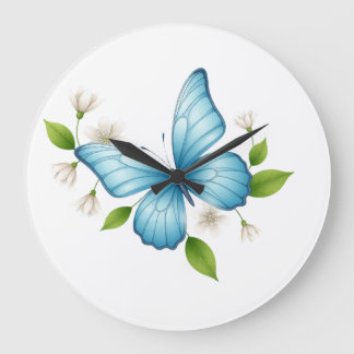 Relógio Grande Blue Butterfly Wall Clock
