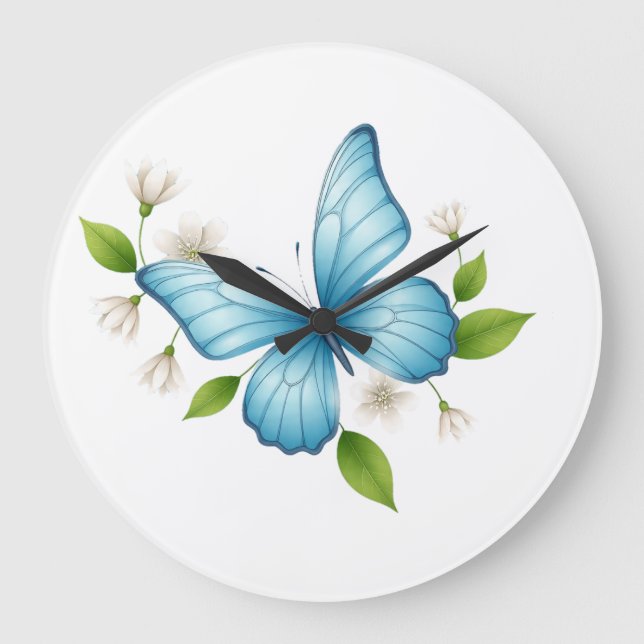 Relógio Grande Blue Butterfly Wall Clock (Frente)