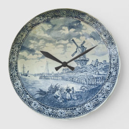 Relógio Grande Blue Delft Windmill Placa Holandesa