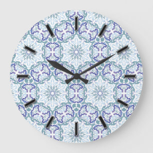 Relógio Grande Blue Elegant Pattern wall clock