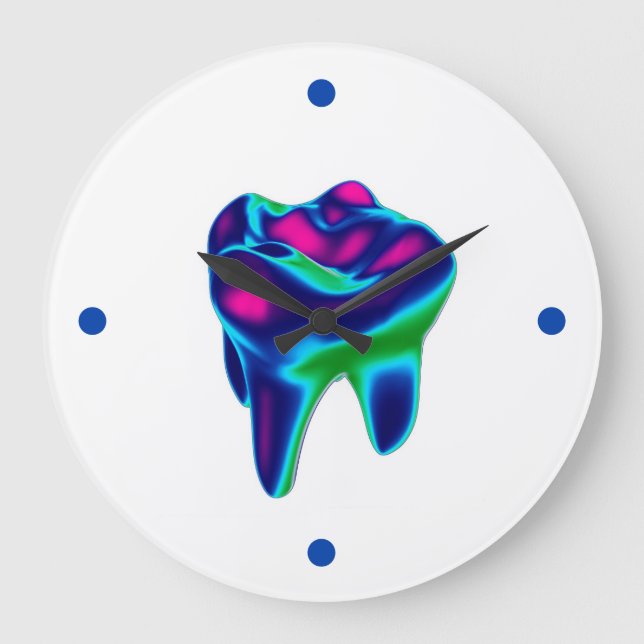 Relógio Grande Blue Glowing Tooth Dentist Wall Clock (Frente)
