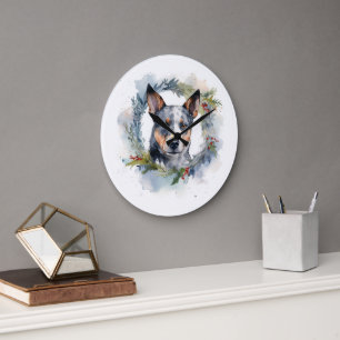 Relógio Grande Blue Heeler Fúria Natal Festiva