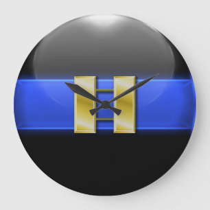 Relógio Grande Blue Line fino - bares Dourados do comandante da