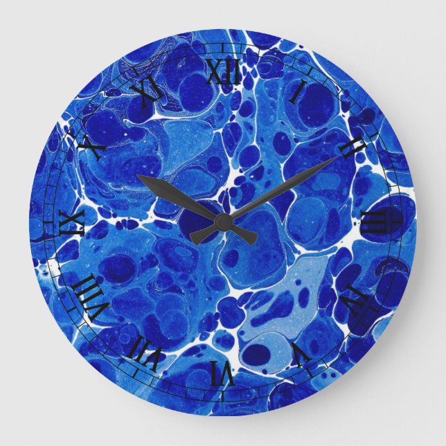 Relógio Grande Blue Marbled Clock (Frente)