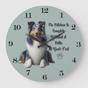 Relógio Grande Blue Merle Collie Clock