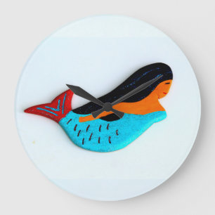 Relógio Grande blue mermaid clock