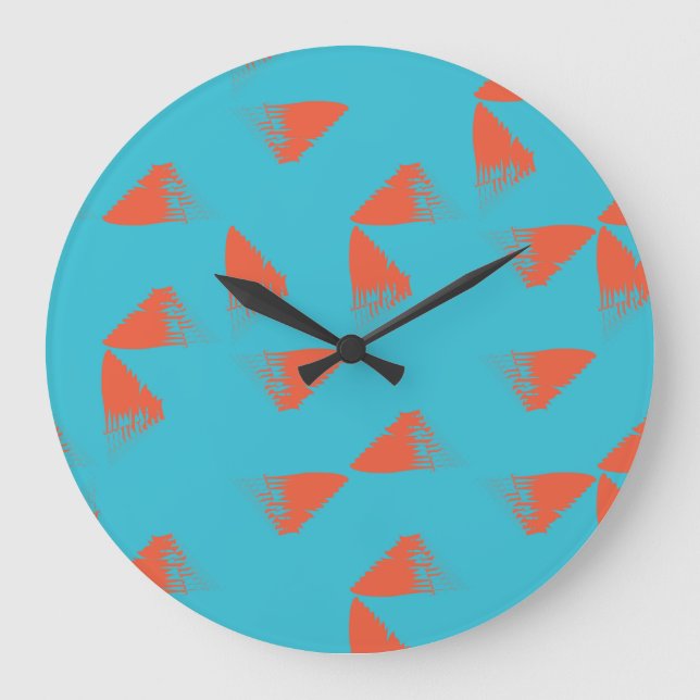Relógio Grande Blue, orange, vibrant, trendy geometric pattern (Frente)