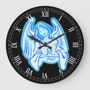 Relógio Grande Blue Peace Angel Round Roman Numerals Clock