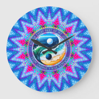 Relógio Grande Blue Pink Rise Energy Journey Change Affirmation