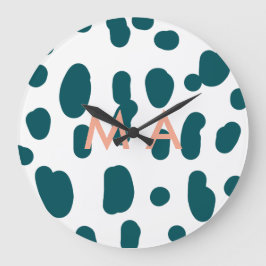 Relógio Grande Blue polkadot orange pastel monogram man letter pa