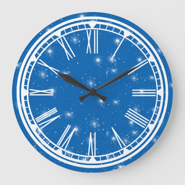 Relógio Grande Blue Sky e White Stars Wall Clock (Frente)
