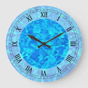 Relógio Grande blue water background Wall Clock