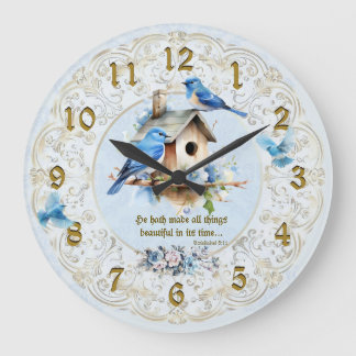 Relógio Grande Bluebird Scripture Clock Birdhouse Ecclesiastes