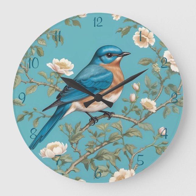 Relógio Grande Bluebird William Morris Inspirou Turquois (Frente)