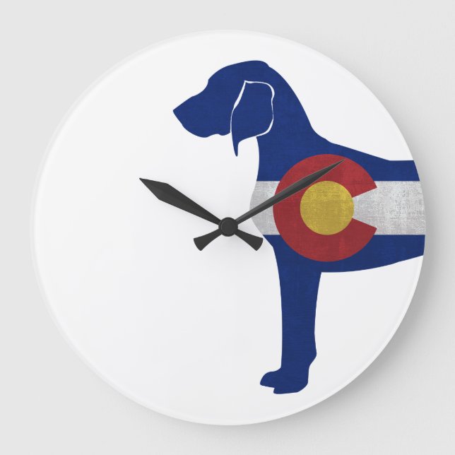 Relógio Grande Bluetick Coonhound Dog Colorado Flag Silhouette (Frente)