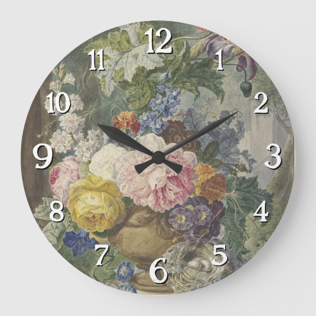 Relógio Grande Blumenstrauß em einer Vase mit Vogelnest (Frente)