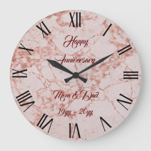 Relógio Grande Blush Rosa Luxo Brilho Mármore Personalizado