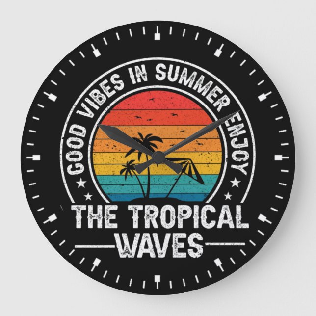 Relógio Grande Boas Vibrações Ondas Tropicais de Verão (Frente)