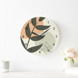 Relógio Grande Boho Abstract Leaf Wall Clock