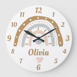 Relógio Grande Boho arco-íris com nome personalizado