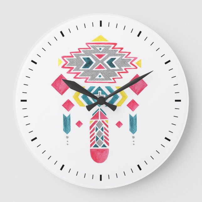 Relógio Grande Boho Diamonds II Wall Clock (Frente)