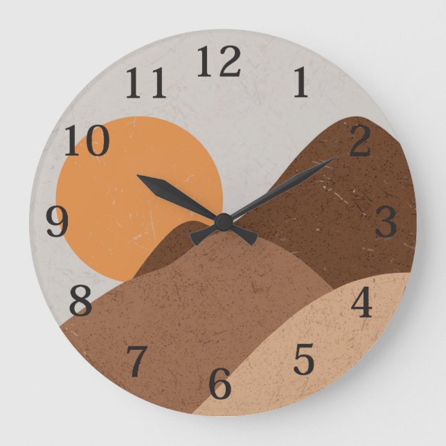 Relógio Grande Boho Sun Desert Wall Clock (Frente)