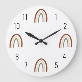 Relógio Grande Boho Terracotta Rainbow Kids Wall Clock