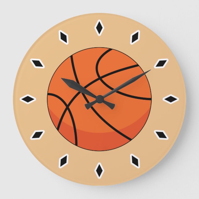 Relógio Grande Bola de Basquete de Cartoon (Frente)