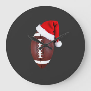 Relógio Grande Bola de Futebol Americano de Natal com Chapéu de P