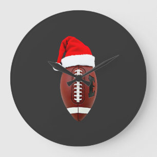 Relógio Grande Bola de Futebol Americano de Natal com Chapéu de P