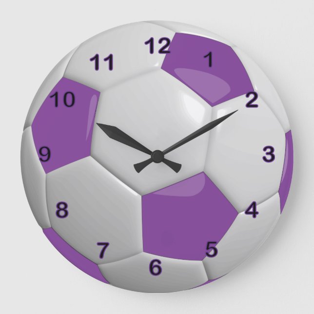 Relógio Grande Bola de futebol| Roxo (Frente)
